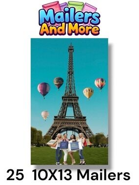 25 10X13 Shopping Girls Eiffel Tower Paris Poly Mailers Flat Shipping Envelopes